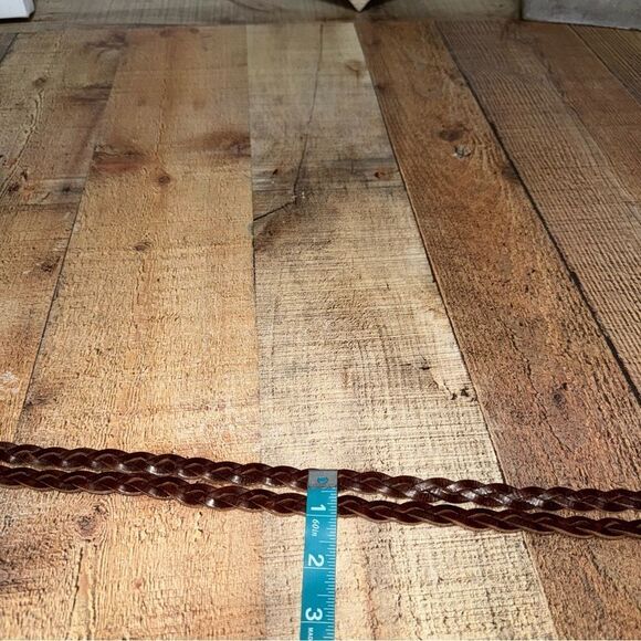 American eagle AE leather brown leather double braid belt size M - Picture 8 of 9